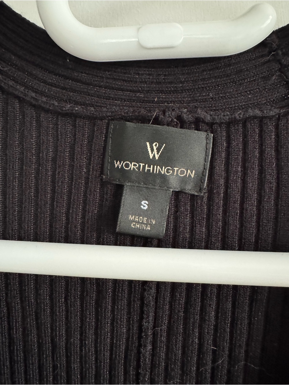 Worthington Black Ribbed V-Neck Long Sleeve Dress - Picture 2 of 4